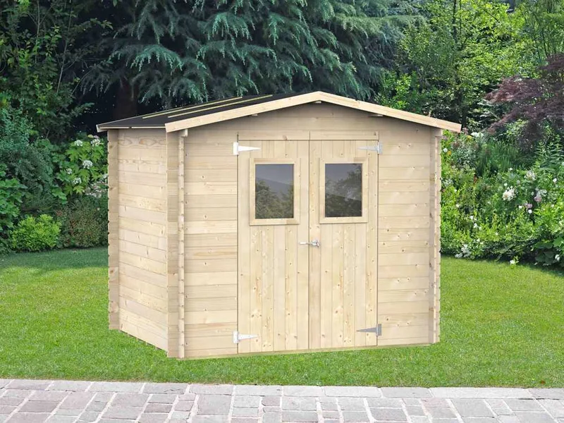 Alce Hobby 248x198 - Abri de jardin en bois - Avec fenêtres et porte à double battant - 248x198x217 cm