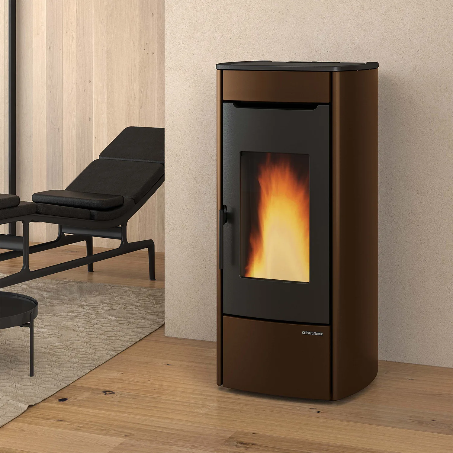 Extraflame Marina Idro H13 poêle à granulés bouilleur acier bronze