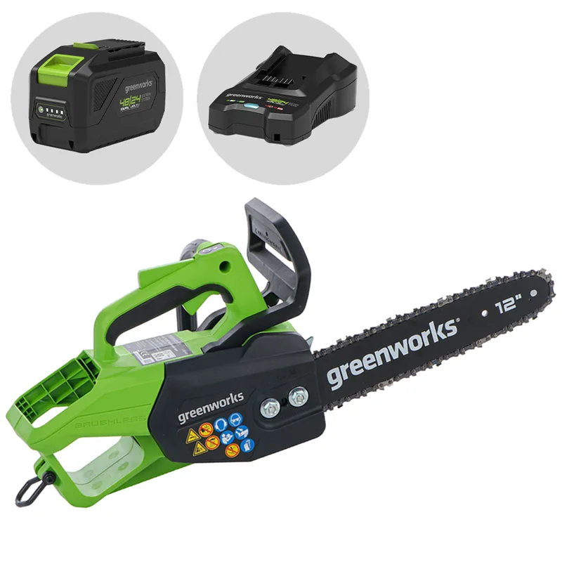 Greenworks GD48TCS - Tronçonneuse à batterie 48V 4Ah - Lame de 30 cm