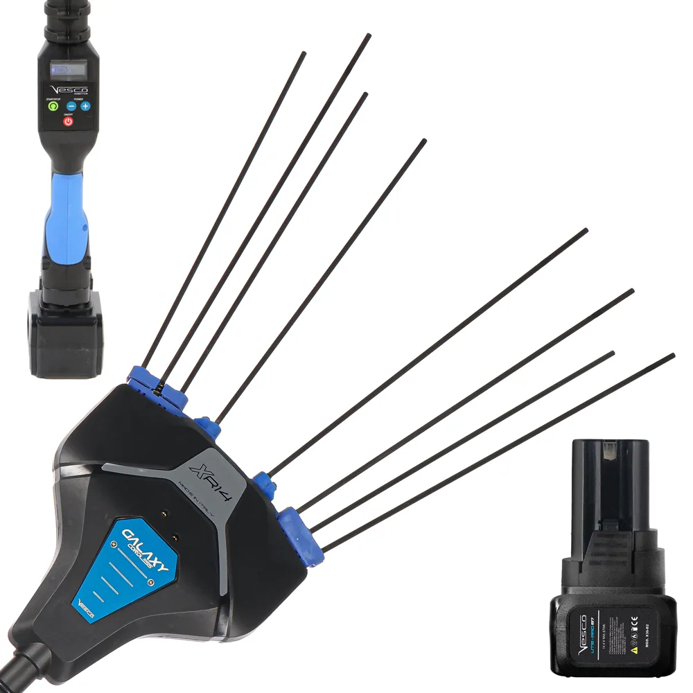 Vesco galaxy XR14F.1 - Peigne vibreur à batterie au lithium - Perche fixe 250 cm - 14,4 V 6 Ah