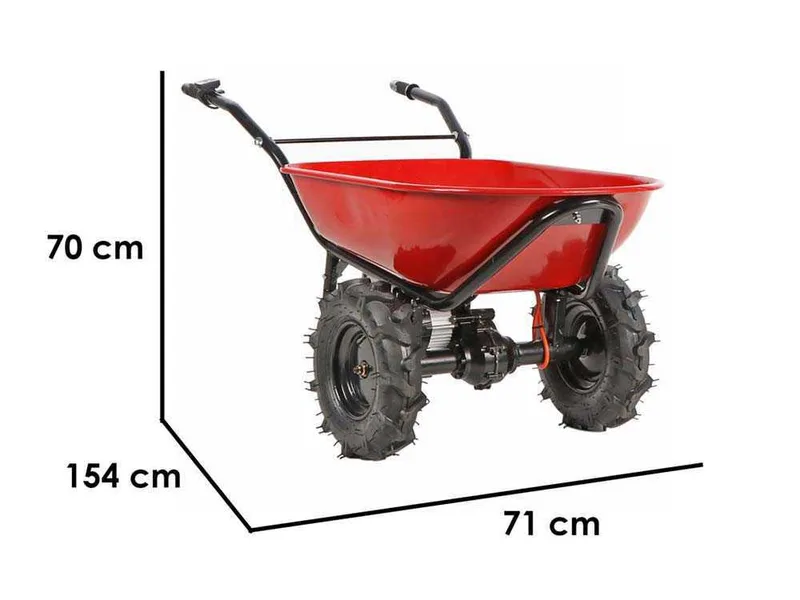 Brouette électrique avec roues traktor GeoTech CAR 260T-100 - Batterie de 40V et 6 Ah