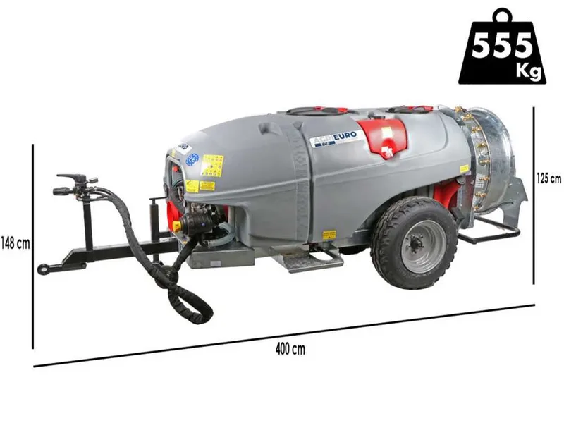 Gray T Car 1500/90 - Capacité1500 L - Atomiseur traîné avec raccord pour tracteur pour pulvérisation - Pompe AR1203