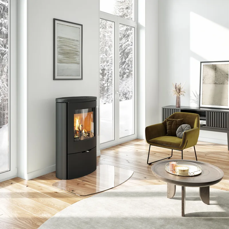 Poêle à bois TermaTech TT80RL en acier noir