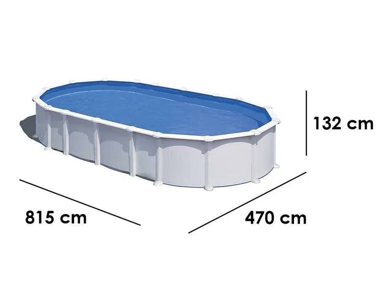 Gre Haiti Ovale 800 x 470 x 132 cm - Piscine hors-sol en acier - Traverses enterrées