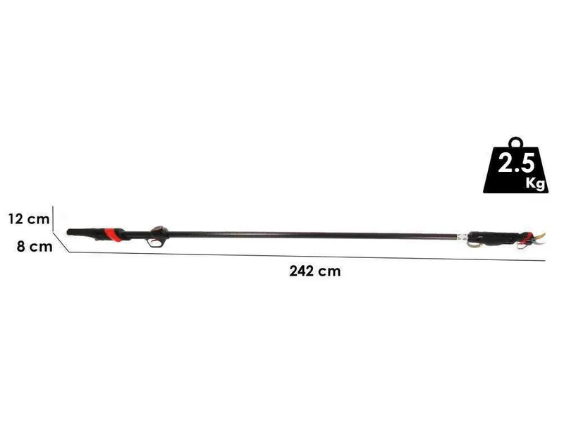 Sécateur électrique de taille Infaco F3020 sur perche de rallonge en carbone fixe 227 cm - Batterie et harnais inclus - Diamètre de coupe 40 mm