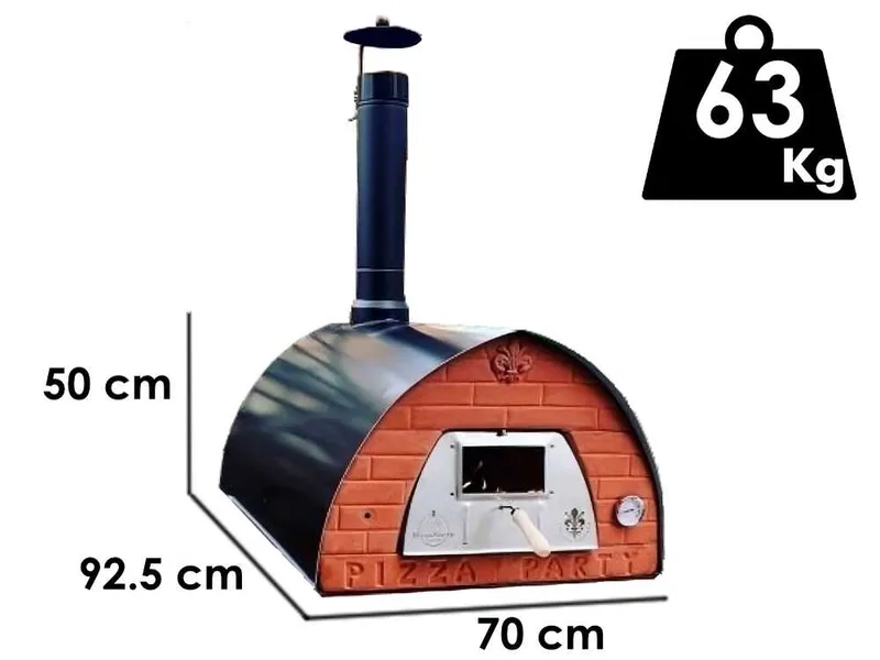 Pizza Party Pizzone - Four à pizza à bois d'extérieur - Chambre de cuisson 60 x 80 cm - Sole en biscotto réfractaire