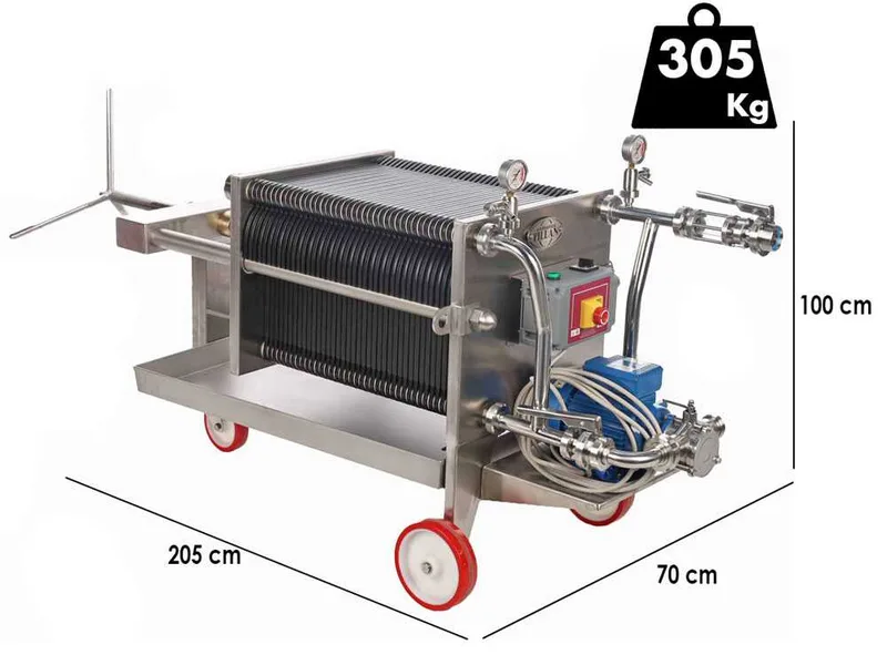 Enotecnica Pillan FC44 - Filtre à vin professionnel pour 40 cartons 40x40 cm - Châssis et pompe INOX