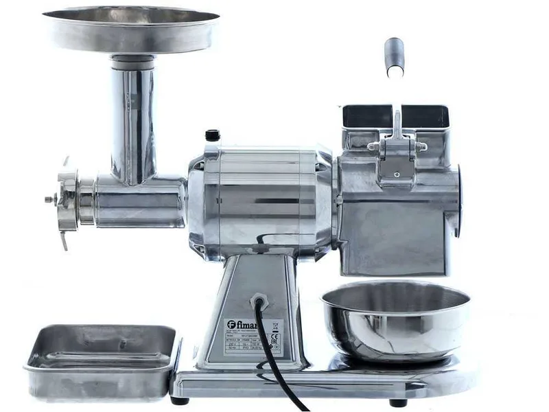 Fimar TC12T - Hachoir à viande électrique avec râpe intégrée - 400 V - 1 CV - Groupe de hachage INOX - Sans inverseur de marche