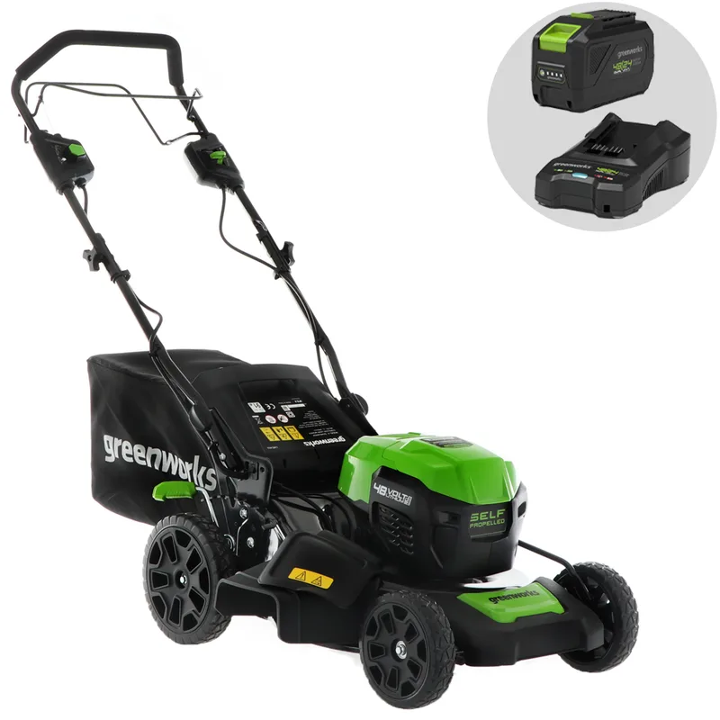Greenworks GD48LM46SP - Tondeuse à gazon autotractée à batterie 48V/4Ah - Coupe 46 cm