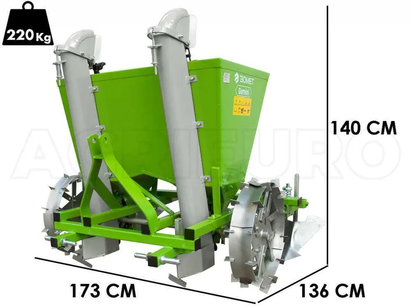 Bomet Gemini - Planteuse de pommes de terre deux rangs - Roues métalliques réglables