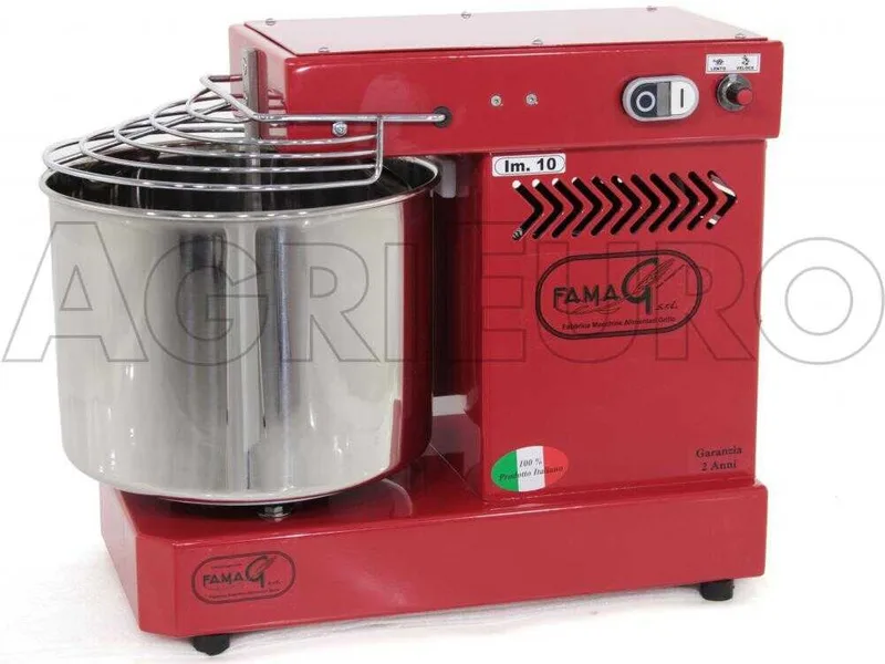 Pétrin à spirale Famag IM 10 à 10 vitesses avec moteur électrique - 10 Kg - Rouge
