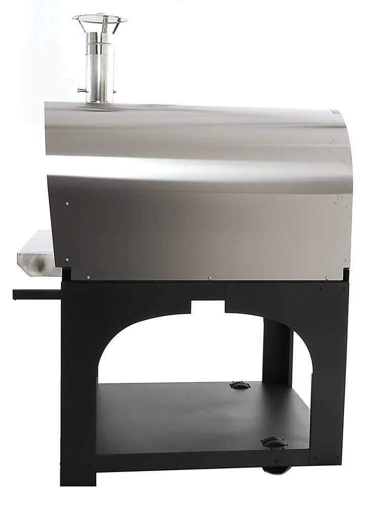AgriEuro Cibus Inox 1000 - Four à bois pour pizza d'extérieur avec chambre de cuisson Ø 100 - Capacité de cuisson : 6 pizzas