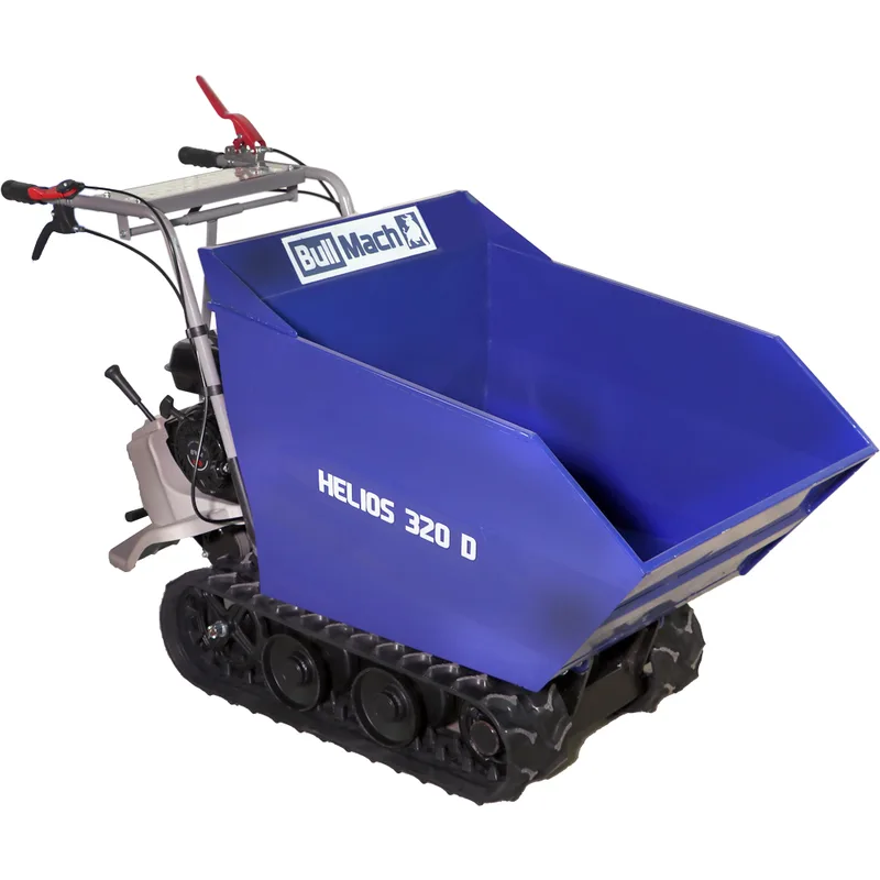 Brouette motorisée à chenilles BullMach HELIOS 320 D - Caisson dumper manuel avec capacité de charge maximale de 320 Kg