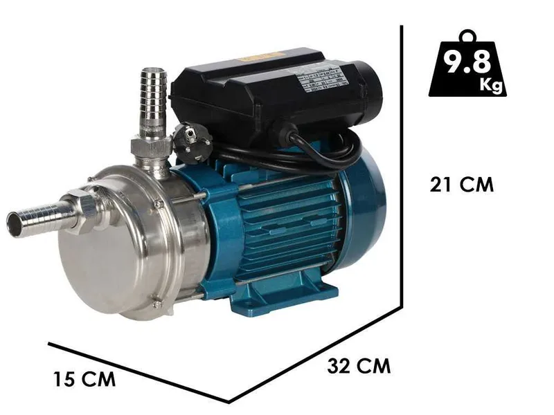 Tellarini ALM 25 MS - Pompe électrique de transfert en acier inoxydable - Raccord droits en acier inoxydable - Monophasé - 230 V - Choisissez vos raccords