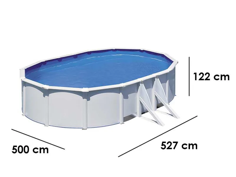 Piscine Gre Fidji Ovale 500x300x120cm - Piscine hors-sol en acier - Filtre Aqualoon