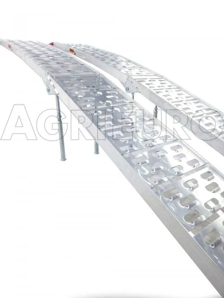GeoTech ATV-001 - Paire de rampes de chargement pliables en aluminium de 2,26 m - Capacité de charge 650 kg - Avec pieds de renfort - Pour tracteurs tondeuses, quads, etc.