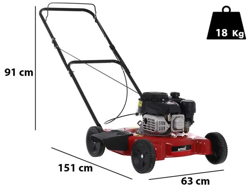 Tondeuse à gazon manuelle MTD Smart 51 BO - moteur ThorX 35 OHV - éjection latérale