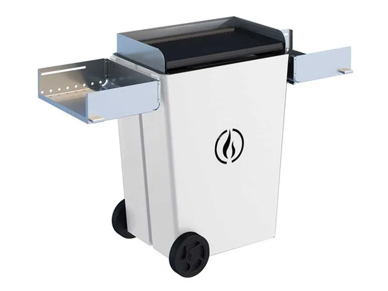 Linea VZ Party Bianco (blanc) - Barbecue pyrolytique à pellets sur roues