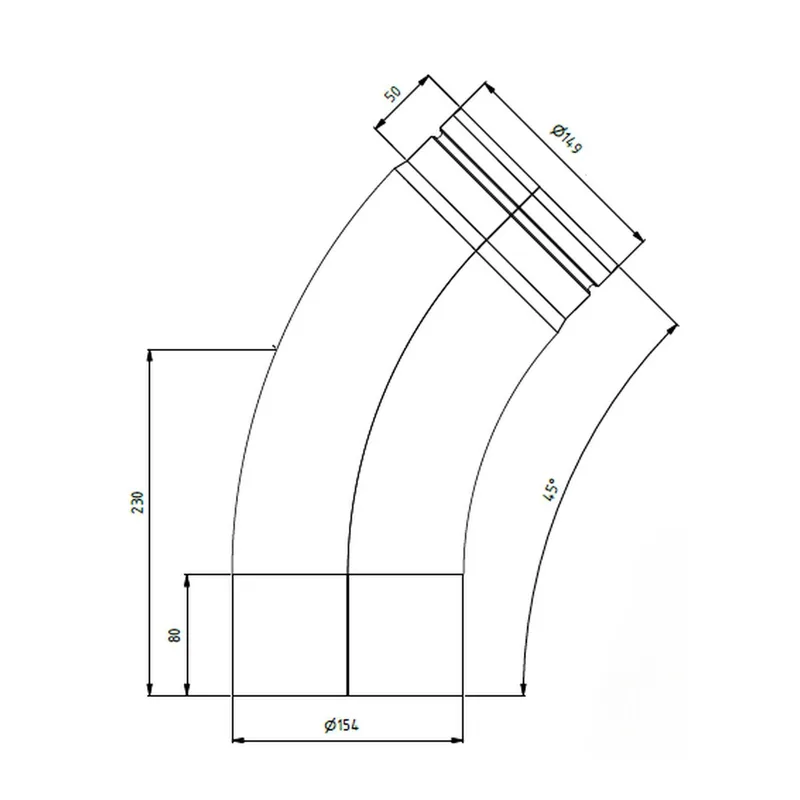Raik Lifestyle coude de tuyau de fumée 150mm noir 45° lisse pour tuyau de fumée / conduit de fumée