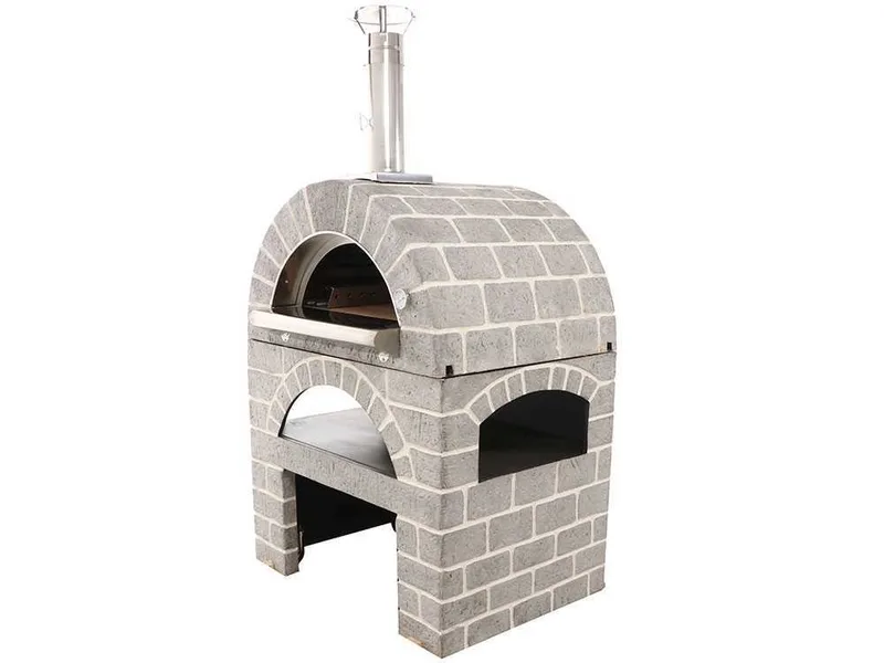 AgriEuro Pulcinella STONE - Four à bois pour pizza d'extérieur Gris de 80X60 - 4 pizzas