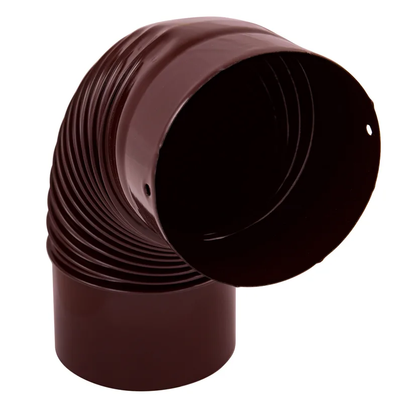 Coude de tuyau de poêle émaillé 150 mm - Coude à 90° nervuré marron