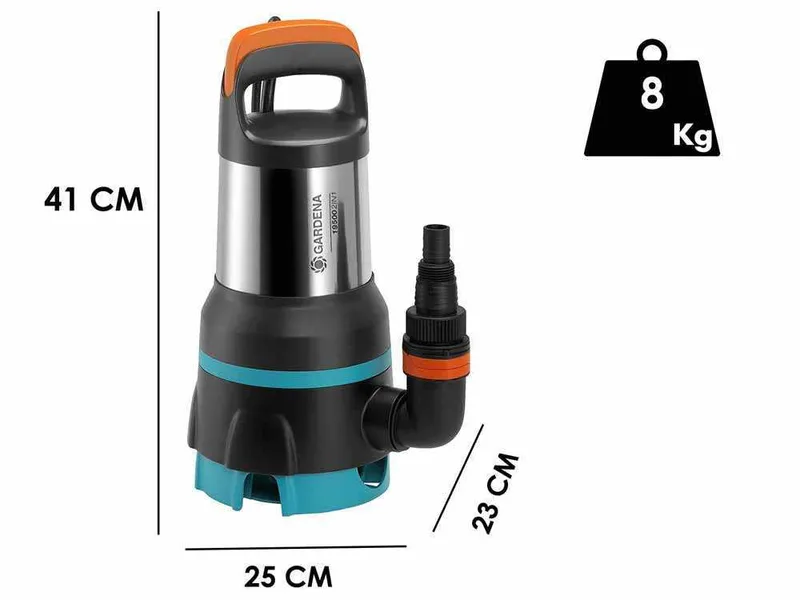 Gardena Acquasensor 19500 - Pompe 2 en 1 pour eaux claires et eaux chargées - en acier INOX