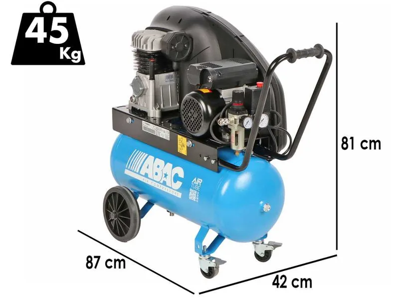 ABAC EXP A29B 50 CM2 - Compresseur d'air monophasé professionel à courroie - Moteur 2 CV - 50 L