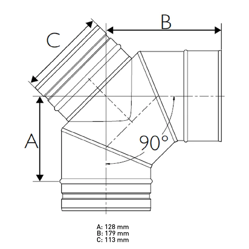 Schiedel PRIMA PLUS coude d’inspection 90° H1 Ø113 mm simple paroi mat