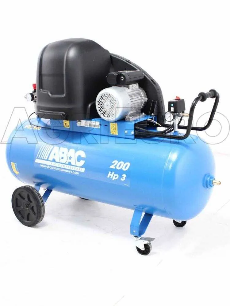 Abac silent A39B 200 CM3 - Compresseur d'air électrique monophasé par courroie silencieux - Moteur 3 CV - 200 L