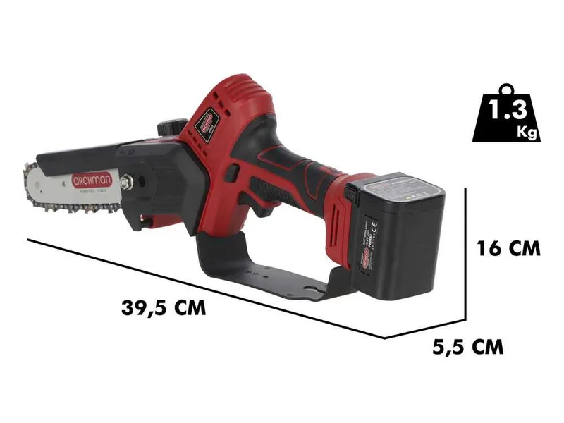 ARCHMAN PE03 - Élagueuse sur batterie + perche de rallonge - 190-250 cm - 2x 16,8 V 2-4 Ah