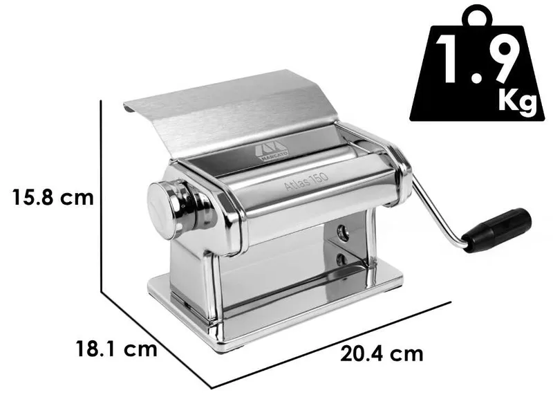 Marcato Atlas 150 Slide - Machine à pâtes manuelle en acier chromé
