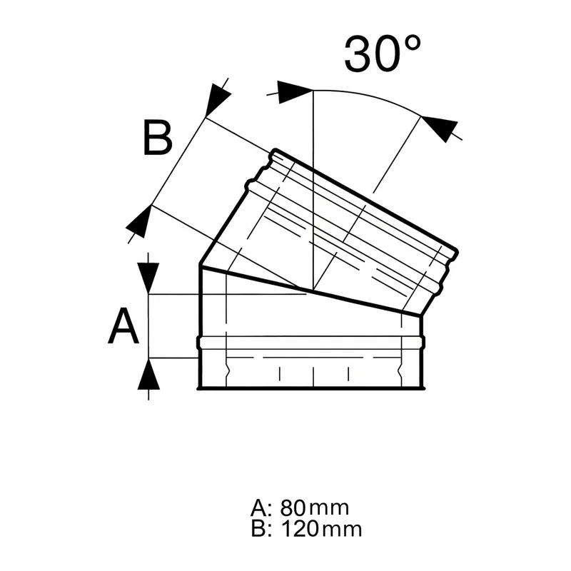 Schiedel ICS coude 30° Ø200 mm double paroi brillant