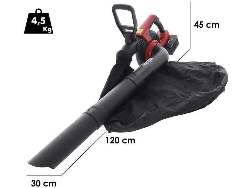 GeoTech X-Line BV-40V - Souffleur-aspirateur à batterie - 2 × 20 V 5 Ah