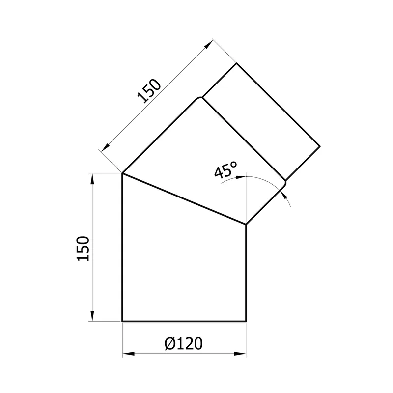 Raik Basic coude de tuyau de fumée 120mm noir 45° sans porte pour tuyau de fumée / conduit de fumée