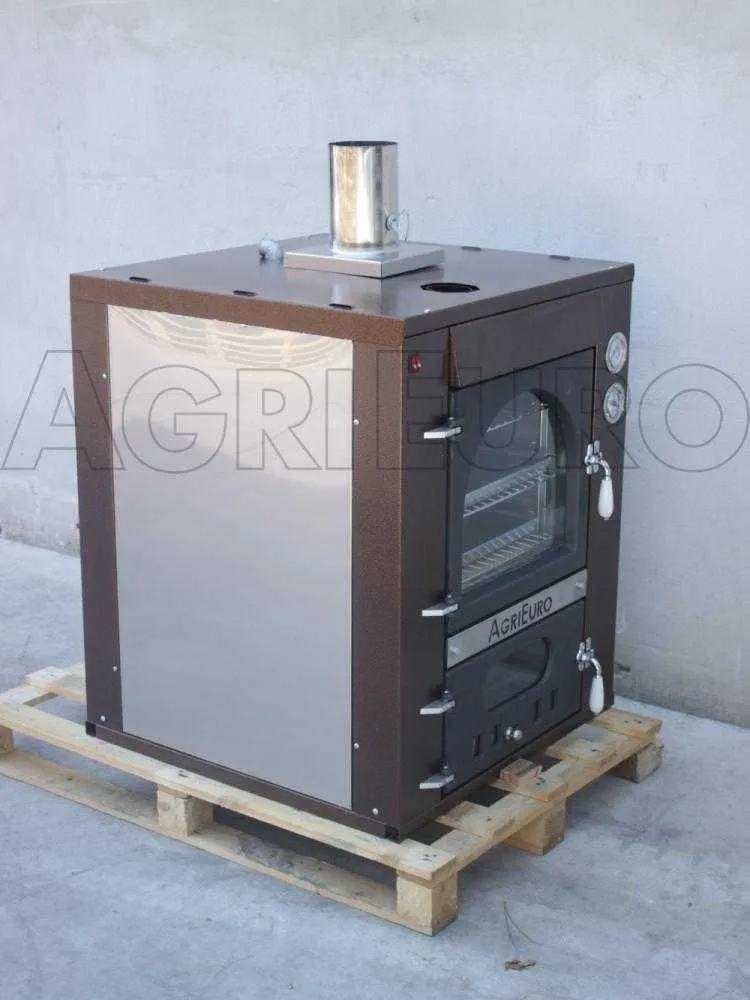 AgriEuro Medius 60 Deluxe INC - Four à bois en acier encastrable - Cuivre émaillé - Inox