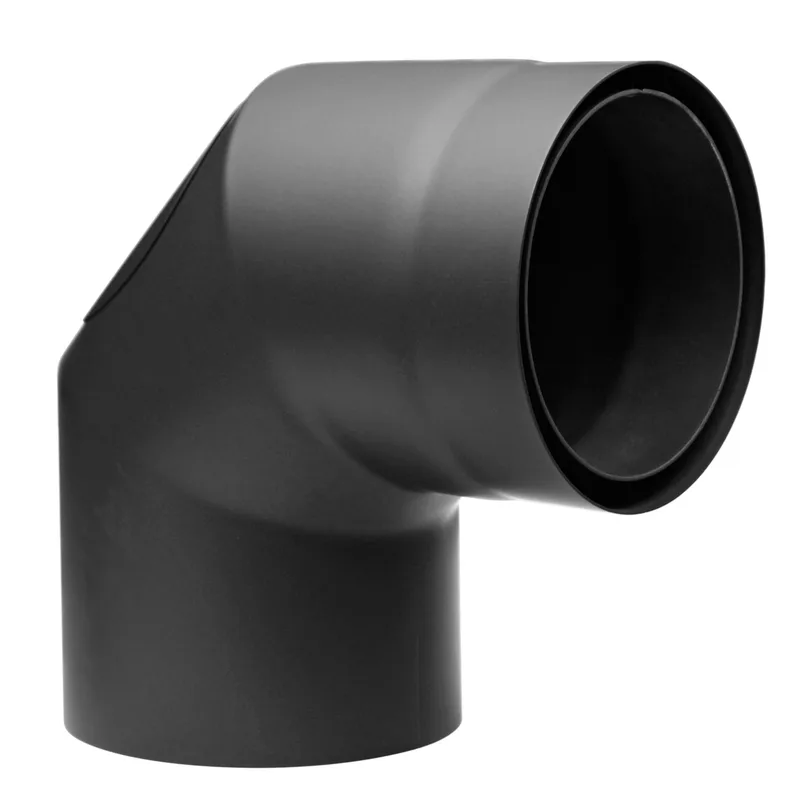 Raik Izoker coude de tuyau de fumée 150mm noir double paroi 90° avec porte pour tuyau de fumée / conduit de fumée