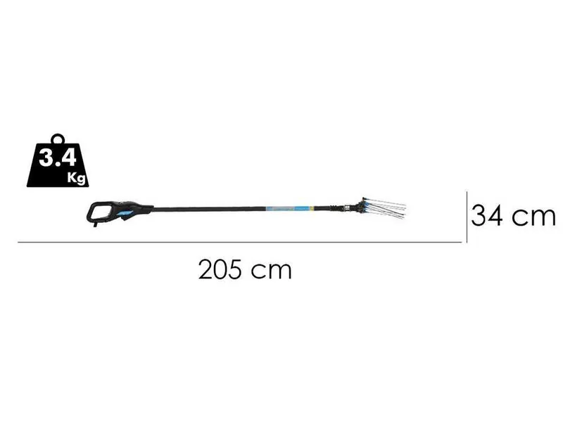 Campagnola Hercules 6 ECO Plug-in - Perche en carbone - 205 - 275 cm - Peigne vibreur électrique à batterie - 21.6V 5Ah