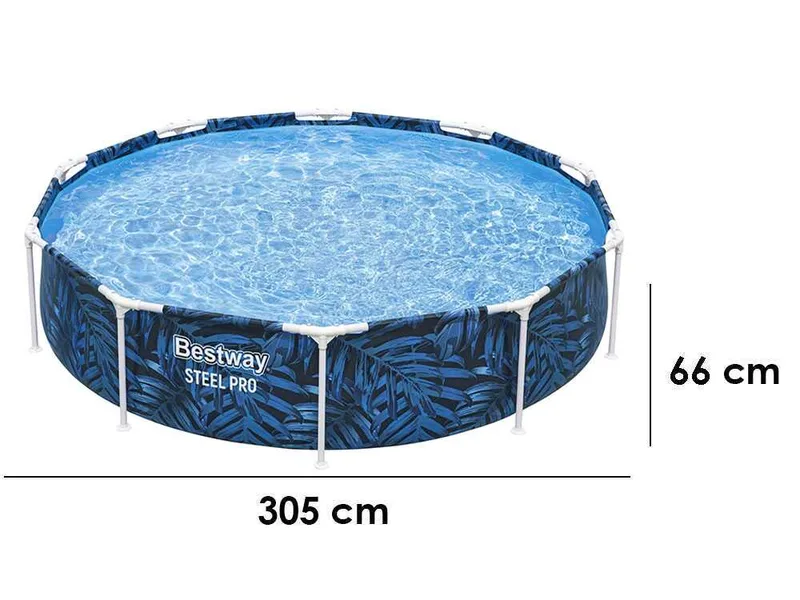 Bestway Steel Pro 56985 - 305x305x66 cm - Piscine ronde pour 3-4 personnes