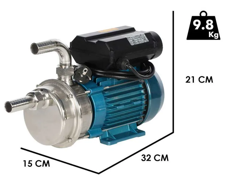 Tellarini ALM 25 MS - Pompe électrique de transfert en acier inoxydable - Raccord en acier inoxydable droits + courbés - Monophasée -230V - Choisissez vos raccords