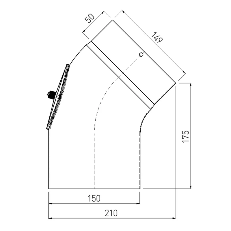 Coude de conduit de fumée / Coude de tuyau de poêle émaillé 150 mm - Coude lisse à 45° marron avec ouverture de nettoyage