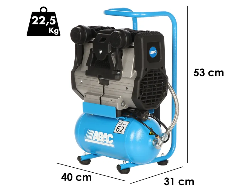 Abac start quiete OS20 - Compresseur d'air électrique monophasé silencieux - Sans huile - Moteur 2 CV - 6 L
