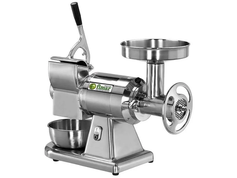 Fimar TC22AE - Hachoir à viande électrique avec râpe intégrée - 400 V - 1.5 CV - Groupe de hachage INOX - Sans inverseur de marche