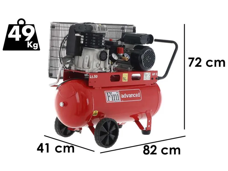 Fini Advanced MK 102-50-2M - Compresseur d'air électrique monophasé à courroie - Moteur 2 CV - 50 L