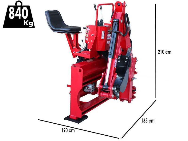 GeoTech Pro BHS 225 - Pelle rétro pour tracteur avec déplacement latéral