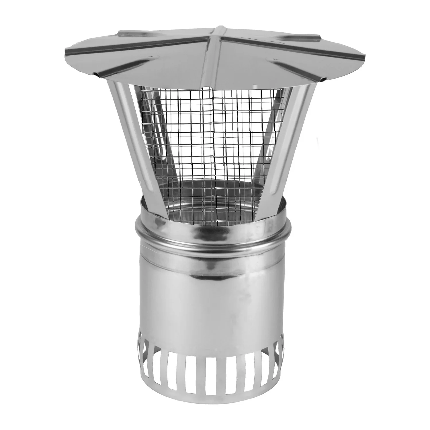 Schiedel chapeau de pluie Ø130 mm avec grille pare-étincelles brillant