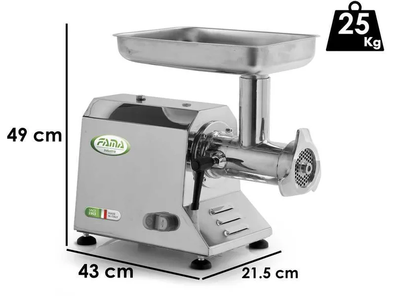 Fama TIK22 UNIKO - Hachoir à viande électrique - Corps et groupe de hachage en acier inox - 400V