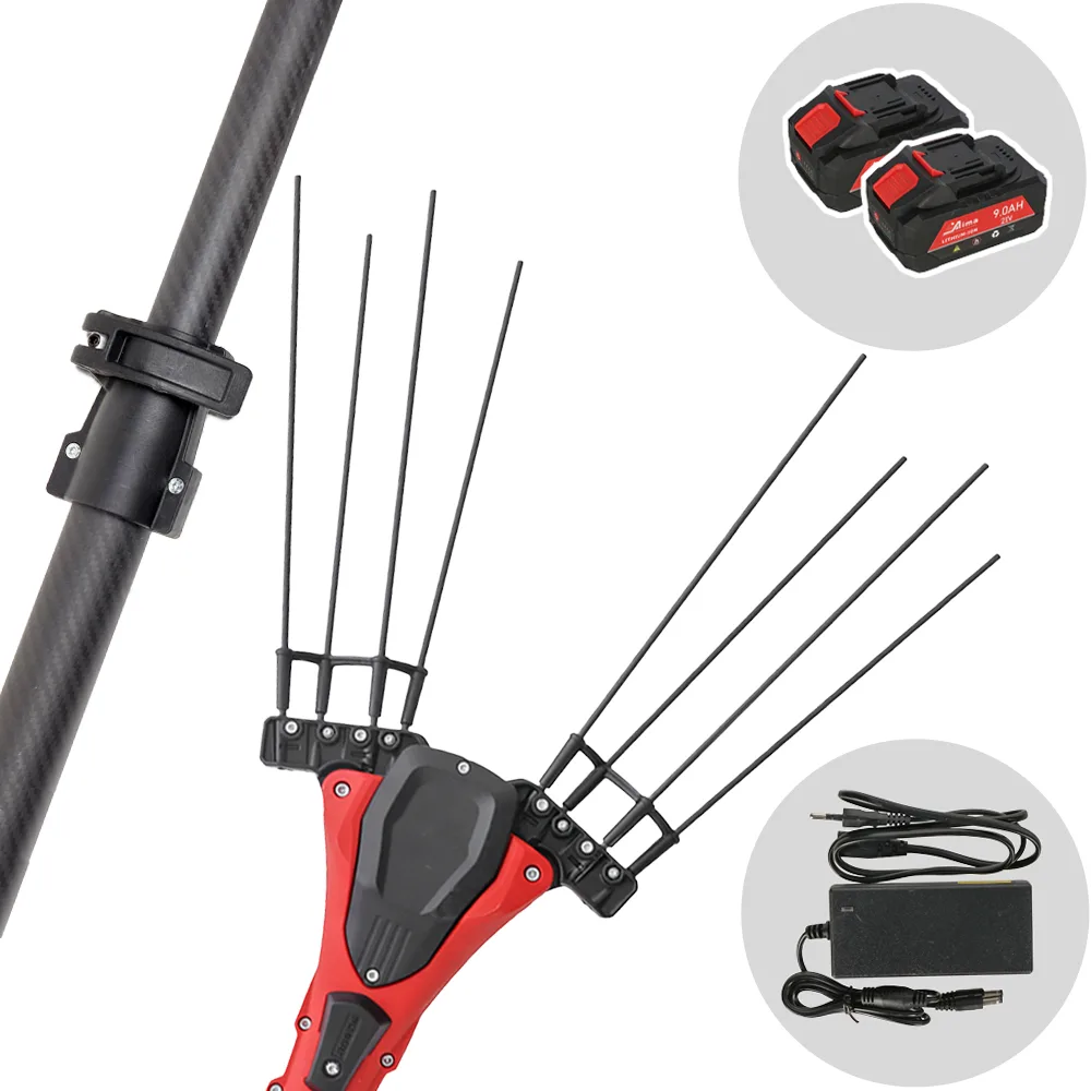Aima Jaguar Cordless - Peigne vibreur électrique à batterie - Perche télescopique en carbone - 190 à 295 cm - 2 x 21 V 9 Ah