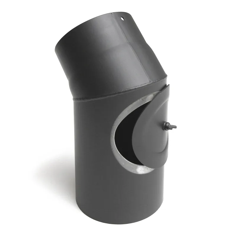 Raik Basic coude de tuyau de fumée 130mm gris fonte 45° avec porte pour tuyau de fumée / conduit de fumée