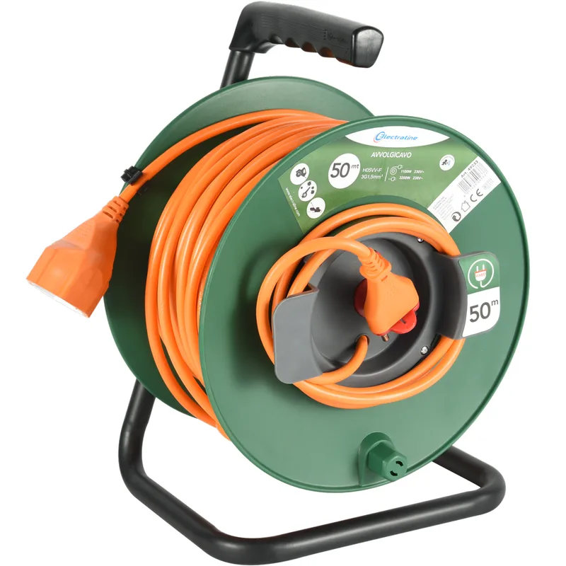 Enrouleur Electraline - 50m - Prise Universelle Section 3 x 1,5 mm² (3 câble avec section 1,5mm²)