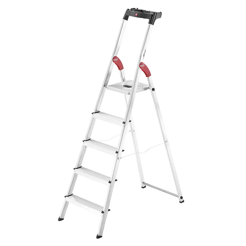 Hailo L60, 5 marches, 1.68 m - Échelle en aluminium avec tréteau - Ultra-légère